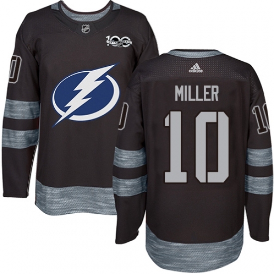Men's Adidas Tampa Bay Lightning #10 J.T. Miller Authentic Black 1917-2017 100th Anniversary NHL Jersey Men's Adidas Tampa Bay Lightning #10 J.T. Miller Authentic Black 1917-2017 100th Anniversary NHL Jersey