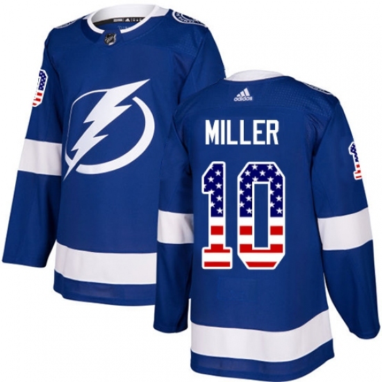 Men's Adidas Tampa Bay Lightning #10 J.T. Miller Authentic Blue USA Flag Fashion NHL Jersey Men's Adidas Tampa Bay Lightning #10 J.T. Miller Authentic Blue USA Flag Fashion NHL Jersey