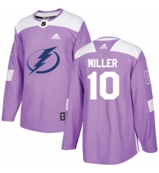 Men's Adidas Tampa Bay Lightning #10 J.T. Miller Authentic Purple Fights Cancer Practice NHL Jersey Men's Adidas Tampa Bay Lightning #10 J.T. Miller Authentic Purple Fights Cancer Practice NHL Jersey