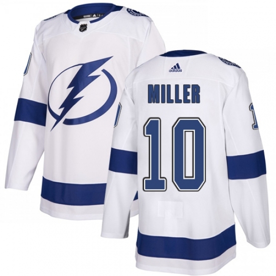 Men's Adidas Tampa Bay Lightning #10 J.T. Miller Authentic White Away NHL Jersey Men's Adidas Tampa Bay Lightning #10 J.T. Miller Authentic White Away NHL Jersey