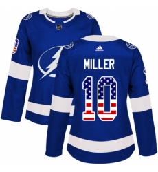Women's Adidas Tampa Bay Lightning #10 J.T. Miller Authentic Blue USA Flag Fashion NHL Jersey Women's Adidas Tampa Bay Lightning #10 J.T. Miller Authentic Blue USA Flag Fashion NHL Jersey