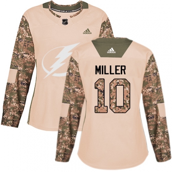 Women's Adidas Tampa Bay Lightning #10 J.T. Miller Authentic Camo Veterans Day Practice NHL Jersey Women's Adidas Tampa Bay Lightning #10 J.T. Miller Authentic Camo Veterans Day Practice NHL Jersey