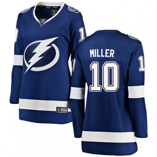 Women's Tampa Bay Lightning #10 J.T. Miller Fanatics Branded Royal Blue Home Breakaway NHL Jersey Women's Tampa Bay Lightning #10 J.T. Miller Fanatics Branded Royal Blue Home Breakaway NHL Jersey