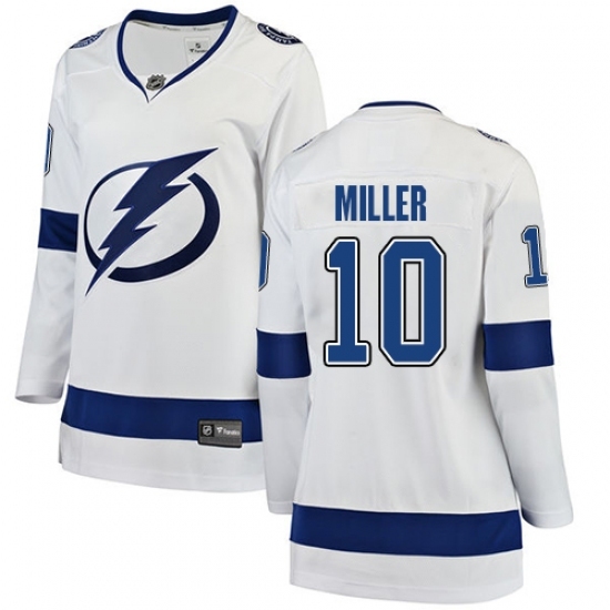 Women's Tampa Bay Lightning #10 J.T. Miller Fanatics Branded White Away Breakaway NHL Jersey Women's Tampa Bay Lightning #10 J.T. Miller Fanatics Branded White Away Breakaway NHL Jersey