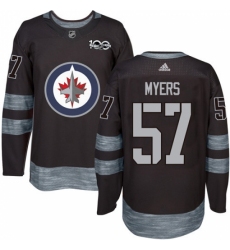 Men's Adidas Winnipeg Jets #57 Tyler Myers Authentic Black 1917-2017 100th Anniversary NHL Jersey