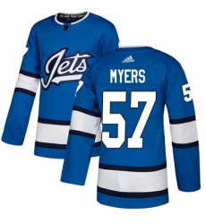 Men's Adidas Winnipeg Jets #57 Tyler Myers Authentic Blue Alternate NHL Jersey