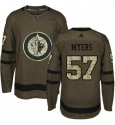 Men's Adidas Winnipeg Jets #57 Tyler Myers Authentic Green Salute to Service NHL Jersey