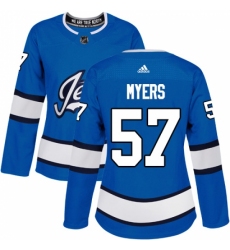 Women's Adidas Winnipeg Jets #57 Tyler Myers Authentic Blue Alternate NHL Jersey
