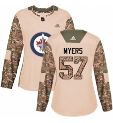 Women's Adidas Winnipeg Jets #57 Tyler Myers Authentic Camo Veterans Day Practice NHL Jersey