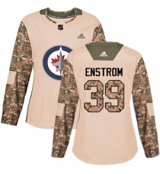 Women's Adidas Winnipeg Jets #39 Tobias Enstrom Authentic Camo Veterans Day Practice NHL Jersey