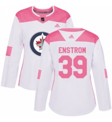 Women's Adidas Winnipeg Jets #39 Tobias Enstrom Authentic White/Pink Fashion NHL Jersey