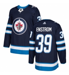 Youth Adidas Winnipeg Jets #39 Tobias Enstrom Authentic Navy Blue Home NHL Jersey
