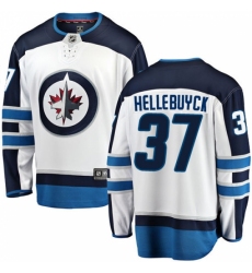 Men's Winnipeg Jets #37 Connor Hellebuyck Fanatics Branded White Away Breakaway NHL Jersey
