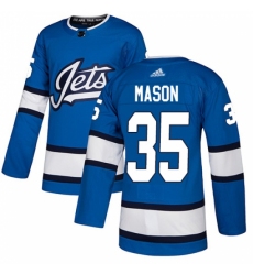 Men's Adidas Winnipeg Jets #35 Steve Mason Authentic Blue Alternate NHL Jersey