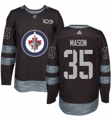 Men's Adidas Winnipeg Jets #35 Steve Mason Premier Black 1917-2017 100th Anniversary NHL Jersey