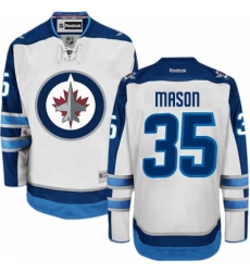 Men's Reebok Winnipeg Jets #35 Steve Mason Authentic White Away NHL Jersey