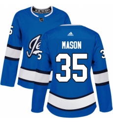 Women's Adidas Winnipeg Jets #35 Steve Mason Authentic Blue Alternate NHL Jersey