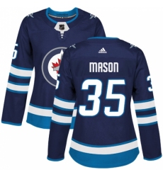 Women's Adidas Winnipeg Jets #35 Steve Mason Authentic Navy Blue Home NHL Jersey