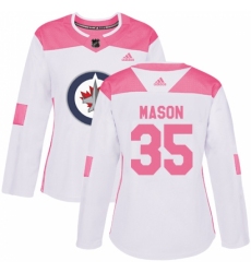 Women's Adidas Winnipeg Jets #35 Steve Mason Authentic White/Pink Fashion NHL Jersey