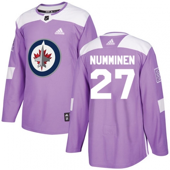 Men's Adidas Winnipeg Jets #27 Teppo Numminen Authentic Purple Fights Cancer Practice NHL Jersey Men's Adidas Winnipeg Jets #27 Teppo Numminen Authentic Purple Fights Cancer Practice NHL Jersey