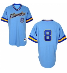 Men's Majestic Milwaukee Brewers #8 Ryan Braun Authentic Blue 1982 Turn Back The Clock MLB Jersey