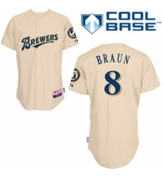 Men's Majestic Milwaukee Brewers #8 Ryan Braun Replica Cream YOUniform Cool Base MLB Jersey