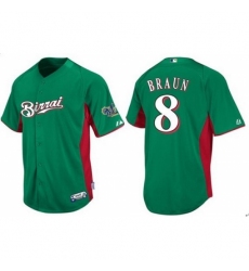 Men's Majestic Milwaukee Brewers #8 Ryan Braun Replica Green Birrai Cool Base MLB Jersey