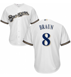 Men's Majestic Milwaukee Brewers #8 Ryan Braun Replica White Home Cool Base MLB Jersey