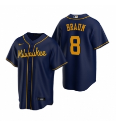 Men's Nike Milwaukee Brewers #8 Ryan Braun Navy Alternate Stitched Baseball Jersey