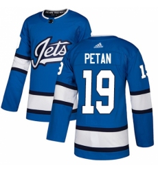Men's Adidas Winnipeg Jets #19 Nic Petan Authentic Blue Alternate NHL Jersey