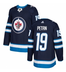 Men's Adidas Winnipeg Jets #19 Nic Petan Authentic Navy Blue Home NHL Jersey