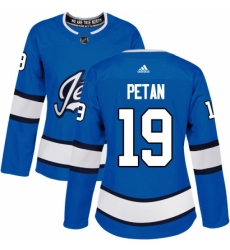 Women's Adidas Winnipeg Jets #19 Nic Petan Authentic Blue Alternate NHL Jersey