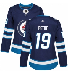 Women's Adidas Winnipeg Jets #19 Nic Petan Authentic Navy Blue Home NHL Jersey