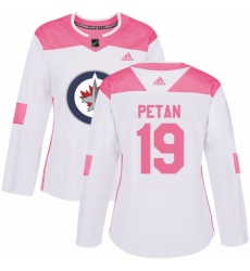 Women's Adidas Winnipeg Jets #19 Nic Petan Authentic White/Pink Fashion NHL Jersey