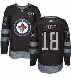 Men's Adidas Winnipeg Jets #18 Bryan Little Authentic Black 1917-2017 100th Anniversary NHL Jersey