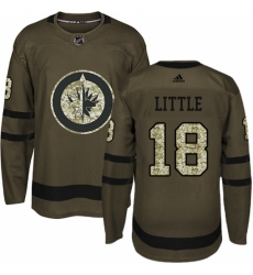 Men's Adidas Winnipeg Jets #18 Bryan Little Authentic Green Salute to Service NHL Jersey