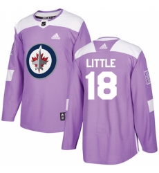 Men's Adidas Winnipeg Jets #18 Bryan Little Authentic Purple Fights Cancer Practice NHL Jersey