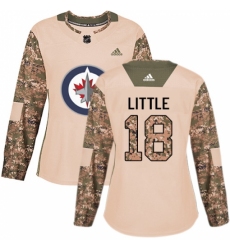 Women's Adidas Winnipeg Jets #18 Bryan Little Authentic Camo Veterans Day Practice NHL Jersey