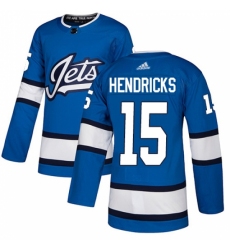 Men's Adidas Winnipeg Jets #15 Matt Hendricks Authentic Blue Alternate NHL Jersey