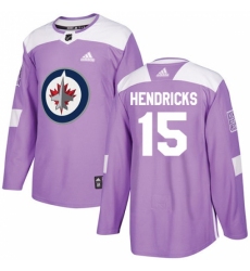 Men's Adidas Winnipeg Jets #15 Matt Hendricks Authentic Purple Fights Cancer Practice NHL Jersey