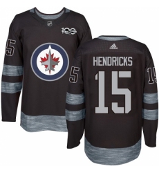 Men's Adidas Winnipeg Jets #15 Matt Hendricks Premier Black 1917-2017 100th Anniversary NHL Jersey