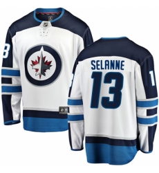 Men's Winnipeg Jets #13 Teemu Selanne Fanatics Branded White Away Breakaway NHL Jersey