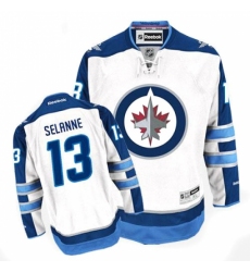 Women's Reebok Winnipeg Jets #13 Teemu Selanne Authentic White Away NHL Jersey