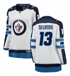 Women's Winnipeg Jets #13 Teemu Selanne Fanatics Branded White Away Breakaway NHL Jersey