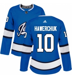 Women's Adidas Winnipeg Jets #10 Dale Hawerchuk Authentic Blue Alternate NHL Jersey