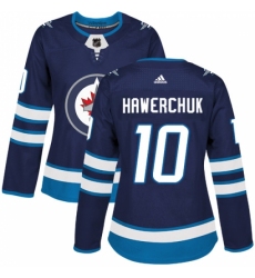 Women's Adidas Winnipeg Jets #10 Dale Hawerchuk Authentic Navy Blue Home NHL Jersey