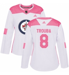 Women's Adidas Winnipeg Jets #8 Jacob Trouba Authentic White/Pink Fashion NHL Jersey