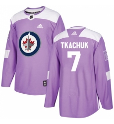 Men's Adidas Winnipeg Jets #7 Keith Tkachuk Authentic Purple Fights Cancer Practice NHL Jersey