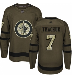 Men's Adidas Winnipeg Jets #7 Keith Tkachuk Premier Green Salute to Service NHL Jersey
