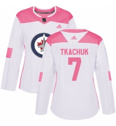 Women's Adidas Winnipeg Jets #7 Keith Tkachuk Authentic White/Pink Fashion NHL Jersey